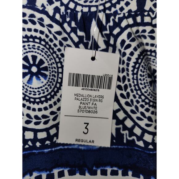 Chicos 3 Wide Leg Pull On Pants Palazzo Stretch Mulitcolor Multi-pattern XL NWT - Picture 6 of 11